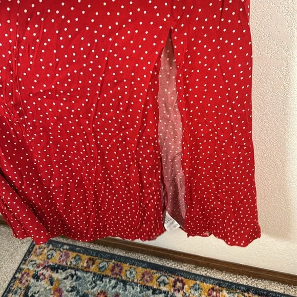 Reformation Red Lacey Ditty Polka Dot Midi to Maxi Milkmaid Dress Size 4 NWT - Picture 3 of 9